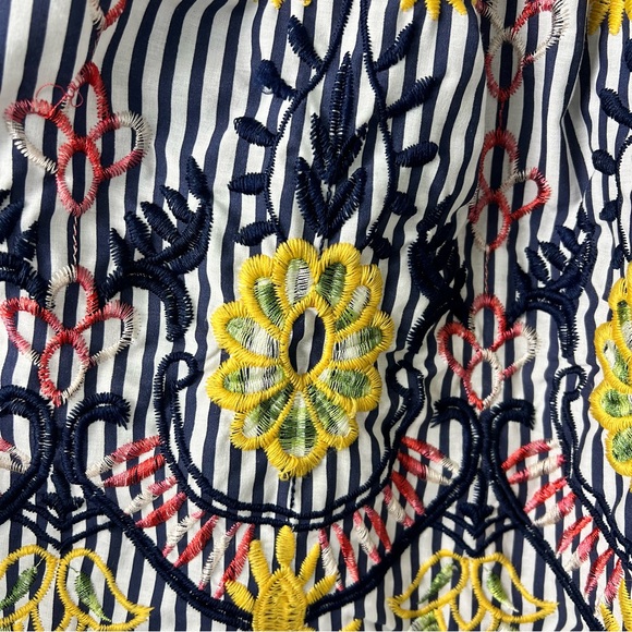 Flying Tomato Baby Doll Top Size S Embroidered Smocked Off The Shoulder Bell - Picture 2 of 9